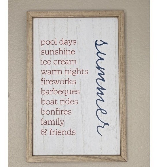 Other - Summer Wooden Wall Decor Sign Pool Ice Cream BBQ Fireworks